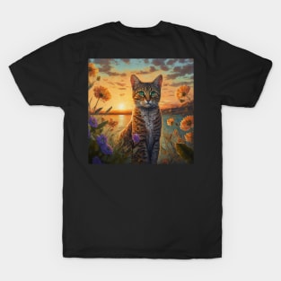 cute cat with flowers ,funny cats with flowers , cats lovers T-Shirt